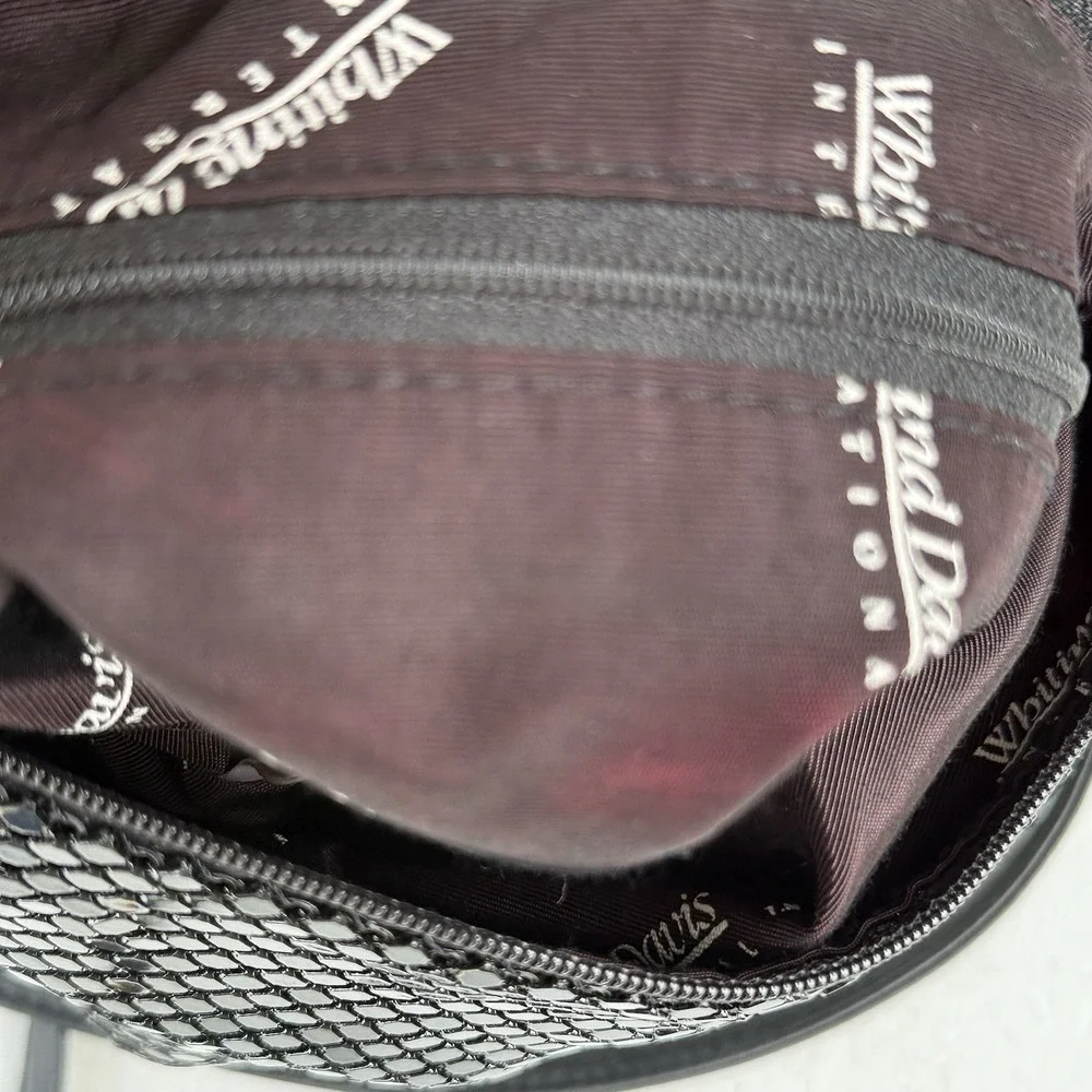 VTG Whiting & Davis International Black Metal Mesh Zip Purse Shoulder Bag‎ #668